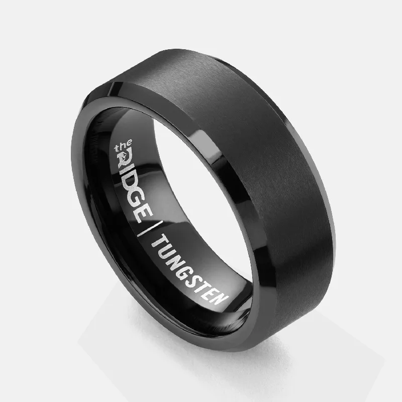 Top Men's Rings – Crafted for Every Style  Ridge 8mm Beveled Ring Set - Gunmetal