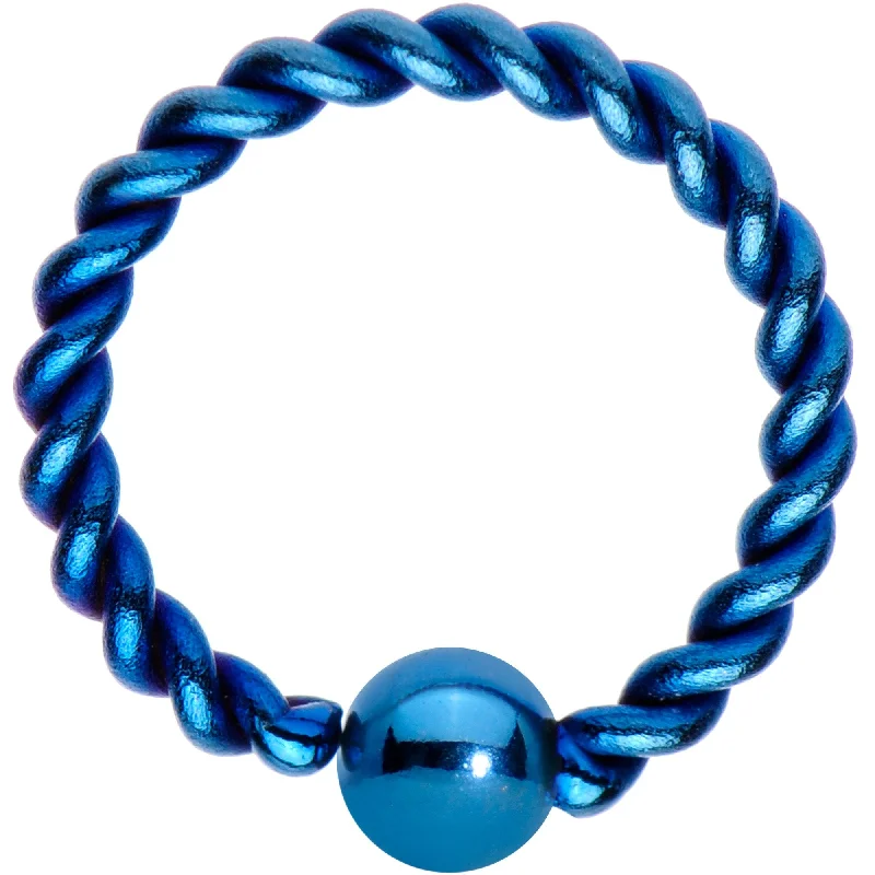 Lip Rings for Creative Piercings16 Gauge 5/16" Light Blue IP So Twisted Captive Style Seamless Ring