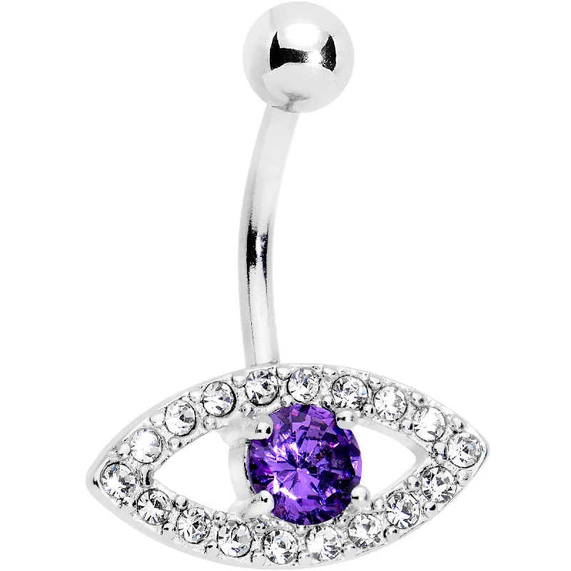 Belly Rings for Creative Fashion Choices -Clear Purple Gem Wholly Human Eye Belly Ring Belly Rings for Creative Fashion Choices -Clear Purple Gem Wholly Human Eye Belly Ring