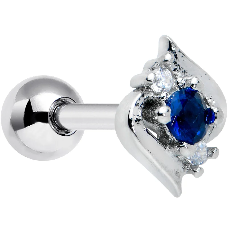 Women's Earrings – Elegant Designs for Every Personality--16 Gauge 1/4 Clear Blue Gem Oval Swirl Cartilage Tragus Earring