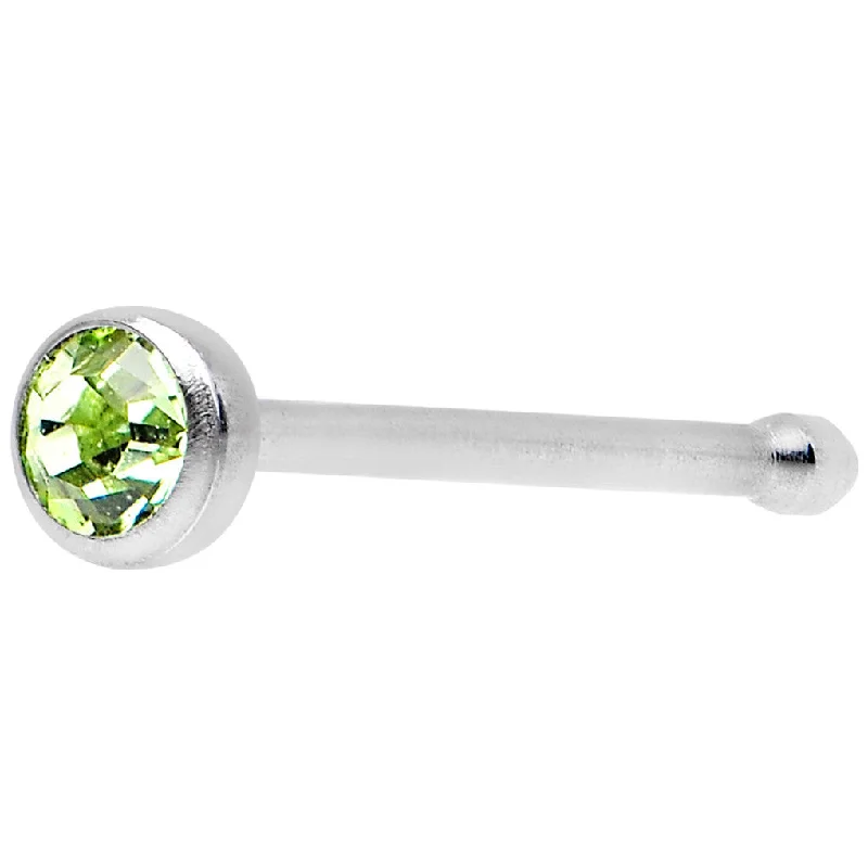 Elegant Nose Rings -22 Gauge Press Fit Green Gem Stainless Steel Nose Bone