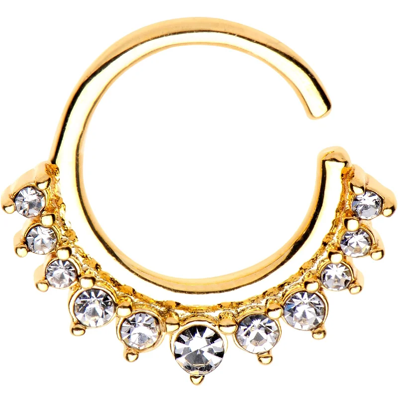 Nose Rings with Tiny Diamonds -5/16 Gold Plated Your Highness Tiara Seamless Circular Ring Nose Rings with Tiny Diamonds -5/16 Gold Plated Your Highness Tiara Seamless Circular Ring