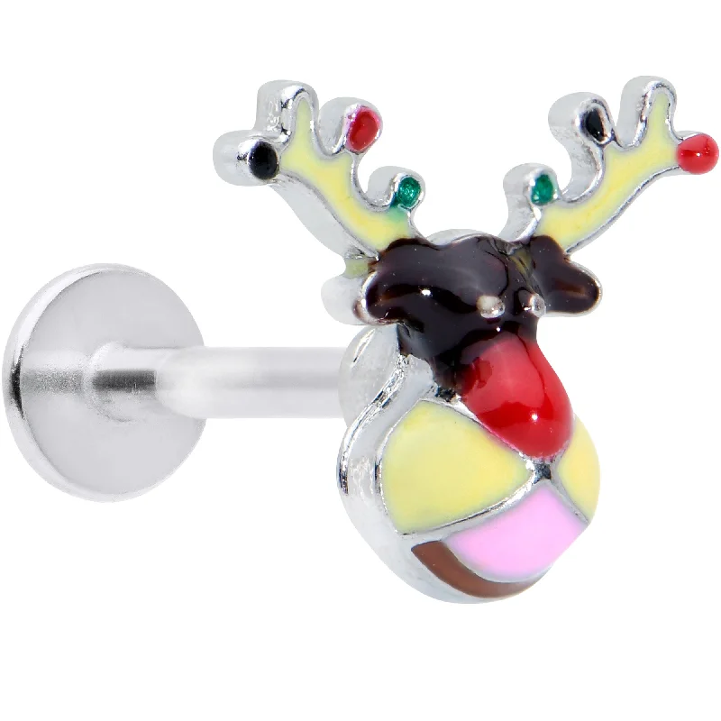 Elegant and Comfortable Lip Rings16 Gauge 5/16 Colorful Reindeer Christmas Labret Monroe Tragus