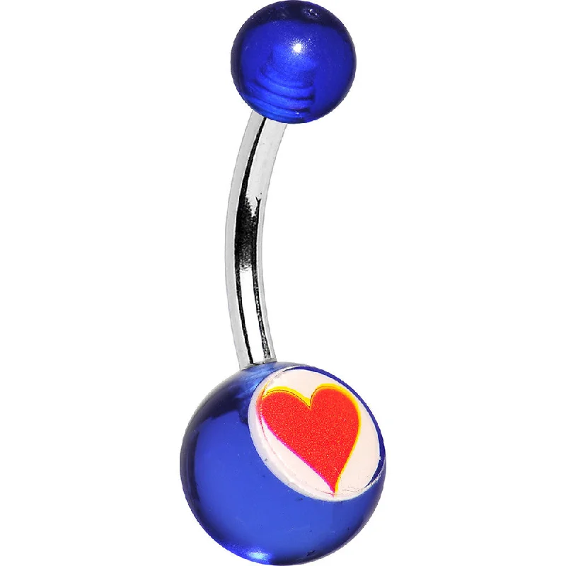 Trendy Belly Rings for Everyday Fashion -Acrylic Clear Blue with Heart Belly Ring 3/8 Trendy Belly Rings for Everyday Fashion -Acrylic Clear Blue with Heart Belly Ring 3/8
