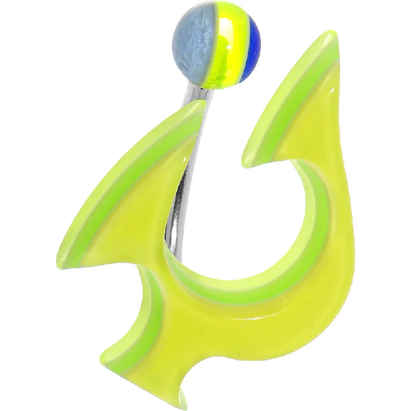 Designer Belly Rings for Glamorous Appeal -Yellow Acrylic Multi Layered Tribal Lightning Belly Ring Designer Belly Rings for Glamorous Appeal -Yellow Acrylic Multi Layered Tribal Lightning Belly Ring