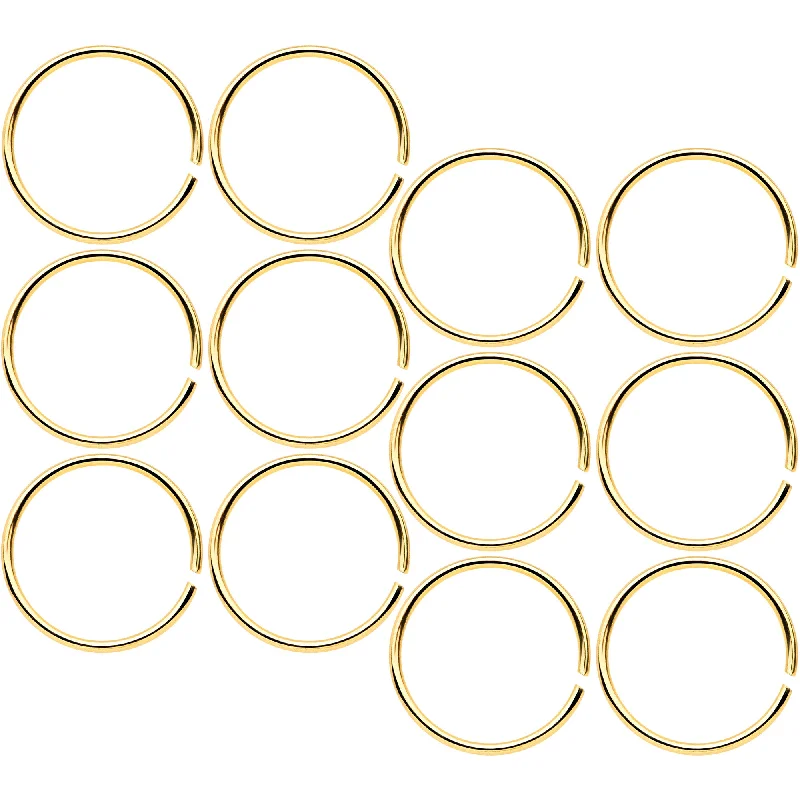 Nose Rings for Creative Jewelry Styles -22 Gauge 5/16 Gold Tone Anodized Seamless Circular Ring Set of 12 Nose Rings for Creative Jewelry Styles -22 Gauge 5/16 Gold Tone Anodized Seamless Circular Ring Set of 12