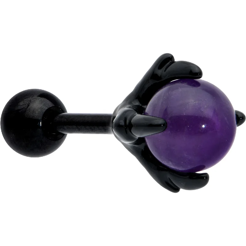 Women's Earrings – Elegant Designs for Every Personality--16 Gauge 1/4 Purple Amethyst Black Claw Hand Cartilage Tragus Earring Women's Earrings – Elegant Designs for Every Personality--16 Gauge 1/4 Purple Amethyst Black Claw Hand Cartilage Tragus Earring