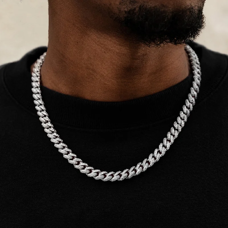 Exclusive Men's Necklaces & Pendants for the Modern Gentleman-Diamond Cuban Chain in White Gold - 8.5mm Exclusive Men's Necklaces & Pendants for the Modern Gentleman-Diamond Cuban Chain in White Gold - 8.5mm