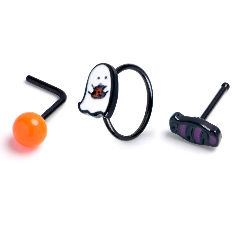 Nose Rings for Classic Timeless Fashion -20 Gauge Black Candy Ghost Halloween Nose Bone Hoop Set of3 Nose Rings for Classic Timeless Fashion -20 Gauge Black Candy Ghost Halloween Nose Bone Hoop Set of3