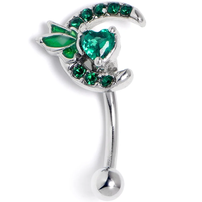 Women's Earrings – Elegant Designs for Every Personality--16 Gauge 5/16 Green Gem Butterfly Heart Moon Curved Eyebrow Ring Women's Earrings – Elegant Designs for Every Personality--16 Gauge 5/16 Green Gem Butterfly Heart Moon Curved Eyebrow Ring