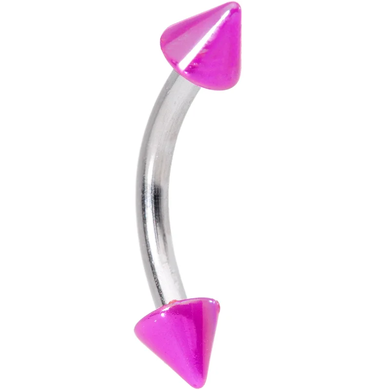 Women's Earrings – Elegant Designs for Every Personality--16 Gauge 5/16 Pearlescent Purple Cone Ends Curved Eyebrow Ring