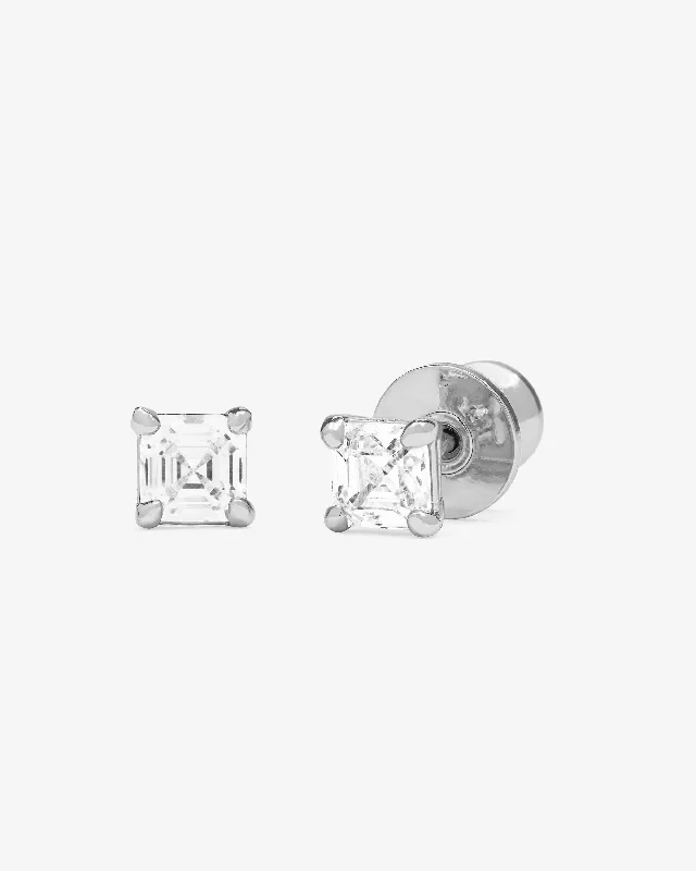 Women's Earrings – Elegant Designs for Every Personality--The Queen's 4mm Studs - Silver|White Diamondettes Women's Earrings – Elegant Designs for Every Personality--The Queen's 4mm Studs - Silver|White Diamondettes