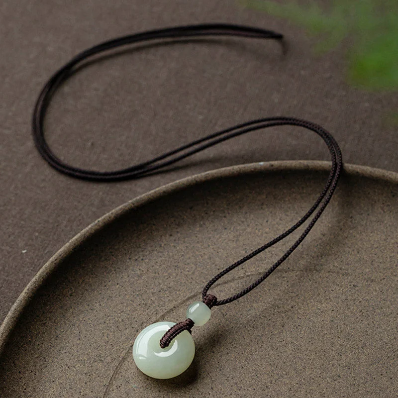 Shop Classic Women's Necklaces & Pendants with a Modern Twist-Buddha Stones Natural Round Jade Peace Buckle Luck Prosperity Necklace Pendant Shop Classic Women's Necklaces & Pendants with a Modern Twist-Buddha Stones Natural Round Jade Peace Buckle Luck Prosperity Necklace Pendant