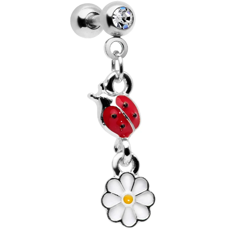 Women's Earrings – Elegant Designs for Every Personality--16 Gauge 1/4 Clear Gem Ladybug Dangle Cartilage Tragus Women's Earrings – Elegant Designs for Every Personality--16 Gauge 1/4 Clear Gem Ladybug Dangle Cartilage Tragus