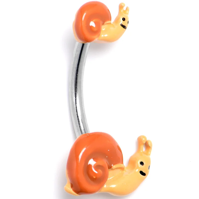 Trendy Belly Rings for Fashion-Forward Women -Cottagecore Snail Double Mount Belly Ring Trendy Belly Rings for Fashion-Forward Women -Cottagecore Snail Double Mount Belly Ring