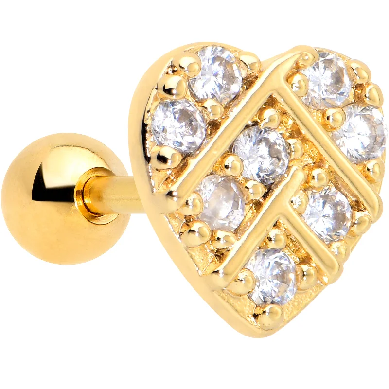 Women's Earrings – Elegant Designs for Every Personality--16 Gauge 1/4 Clear Gem Gold Tone Lattice Heart Cartilage Tragus Earring Women's Earrings – Elegant Designs for Every Personality--16 Gauge 1/4 Clear Gem Gold Tone Lattice Heart Cartilage Tragus Earring