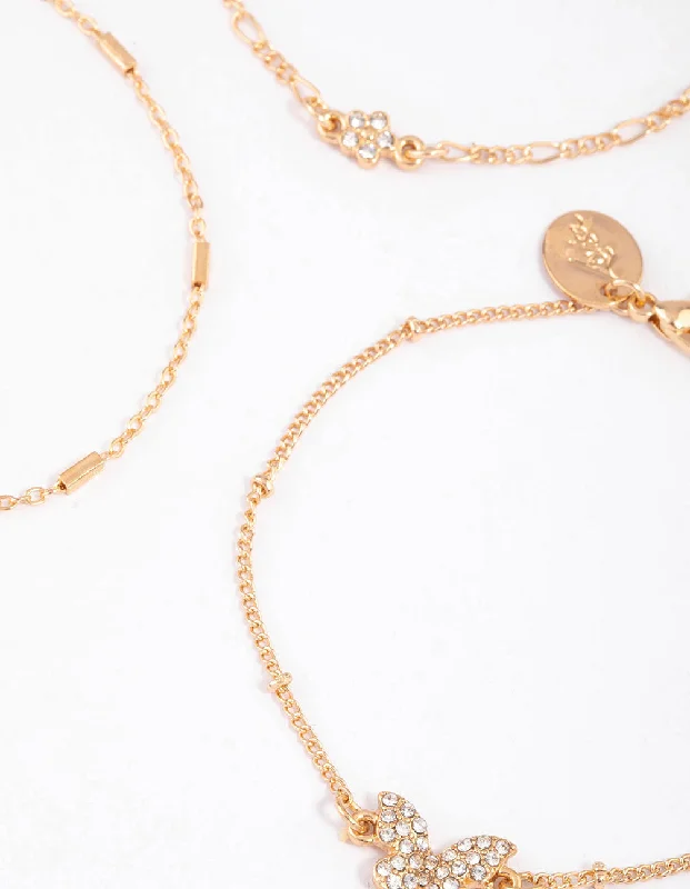 Silver Cuff Bangles for Women-Gold Pretty Butterfly Bracelet Pack