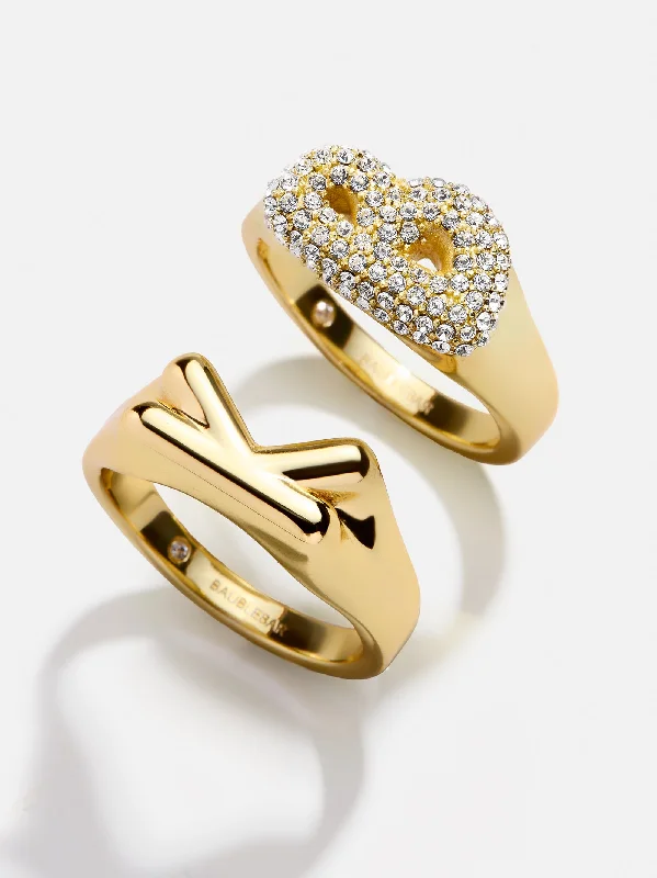 Chic Women's Rings for Fashion-Forward Looks-Bubble Initial Ring - Small