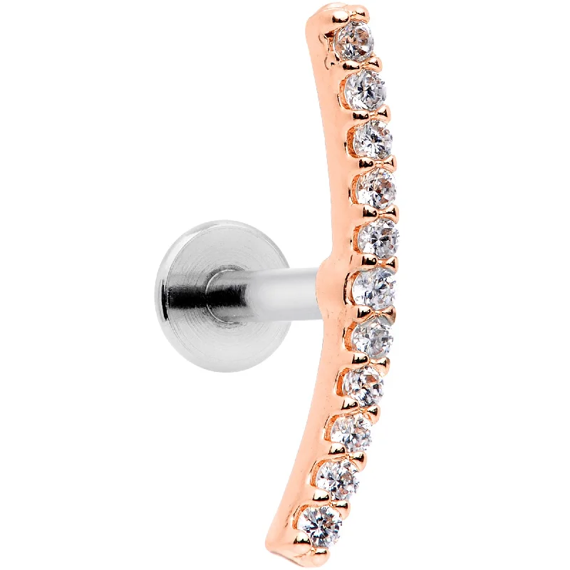 Women's Earrings – Elegant Designs for Every Personality--16 Gauge Clear CZ Rose Gold Tone Captivating Cartilage Tragus Earring