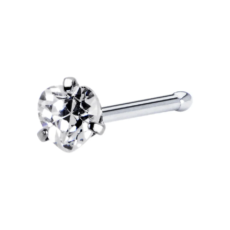 Nose Rings with Blue Sapphire -20 Gauge Clear Heart Cubic Zirconia Nose Bone
