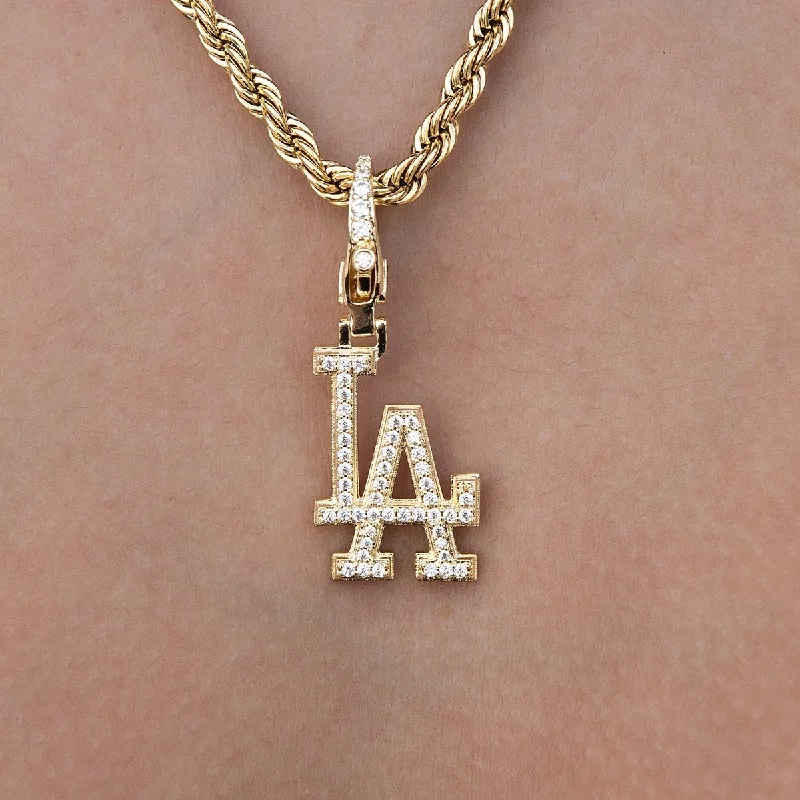 Shop Classic Women's  Necklaces & Pendants with a Modern Twist-Los Angeles Dodgers Official MLB Micro Logo Clip On Pendant in Yellow Gold