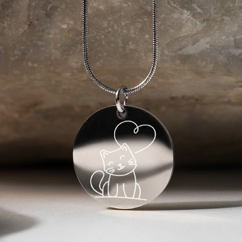 Chic Women's Rings for Fashion-Forward Looks-Cute Cat Circle Necklace