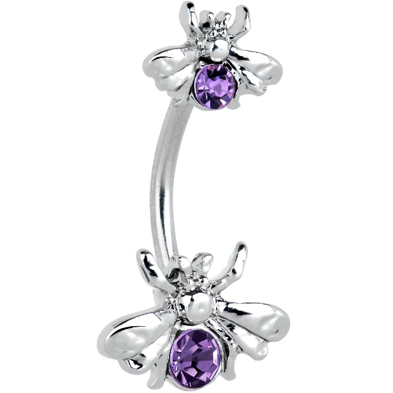 Beautiful Belly Rings for Glamorous Effect -Purple Gem Bees Beautiful Insect Double Mount Belly Ring Beautiful Belly Rings for Glamorous Effect -Purple Gem Bees Beautiful Insect Double Mount Belly Ring