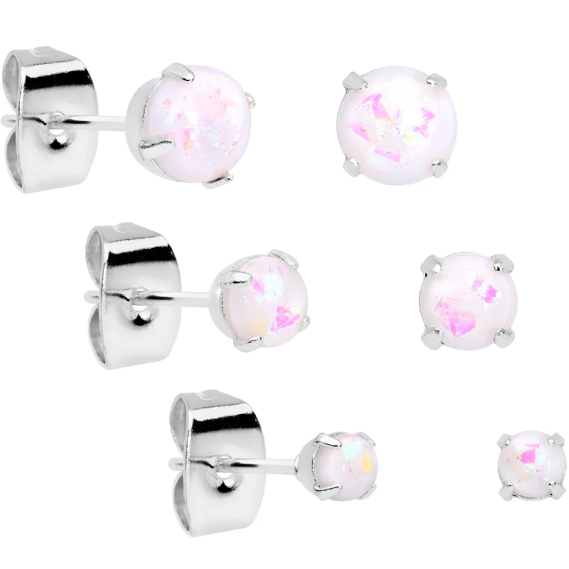 Women's Earrings – Elegant Designs for Every Personality--20 Gauge White Faux Opal 3mm to 5mm Post Stud Earrings Set of 3 Women's Earrings – Elegant Designs for Every Personality--20 Gauge White Faux Opal 3mm to 5mm Post Stud Earrings Set of 3