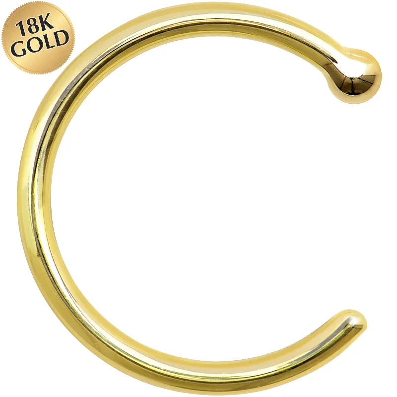 Stunning Nose Rings with Gems -18 Gauge 3/8 Solid 18KT Yellow Gold Nose Hoop