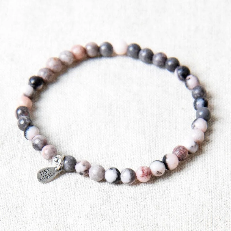 Stacking Bangles for Women-Pink Zebra Jasper Energy Bracelet