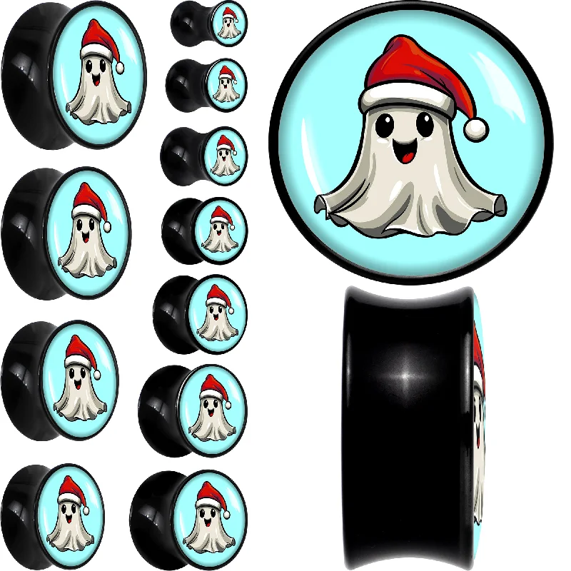 Women's Earrings – Elegant Designs for Every Personality--Holiday Christmas Spirit Ghost Black Acrylic Saddle Plug Set Women's Earrings – Elegant Designs for Every Personality--Holiday Christmas Spirit Ghost Black Acrylic Saddle Plug Set