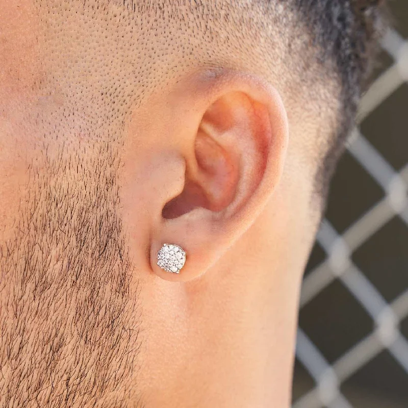Shop Durable Men's Earrings for Everyday Wear-8mm Pave Set Stud Earrings in Yellow Gold Shop Durable Men's Earrings for Everyday Wear-8mm Pave Set Stud Earrings in Yellow Gold