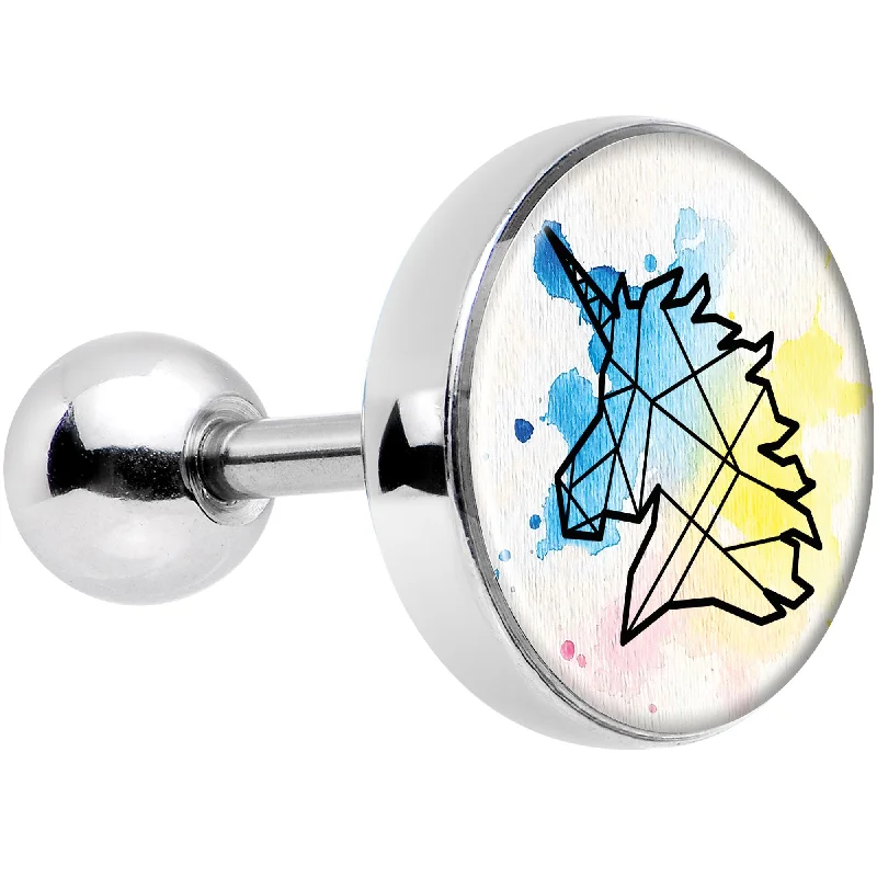 Women's Earrings – Elegant Designs for Every Personality--16 Gauge 1/4 Watercolor Geometric Unicorn Tragus Cartilage Earring Women's Earrings – Elegant Designs for Every Personality--16 Gauge 1/4 Watercolor Geometric Unicorn Tragus Cartilage Earring
