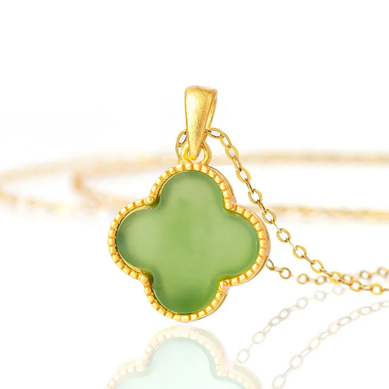 Shop Classic Women's Necklaces & Pendants with a Modern Twist-Buddha Stones 925 Sterling Silver Natural Hetian Jade Luck Four Leaf Clover Necklace Pendant Shop Classic Women's Necklaces & Pendants with a Modern Twist-Buddha Stones 925 Sterling Silver Natural Hetian Jade Luck Four Leaf Clover Necklace Pendant