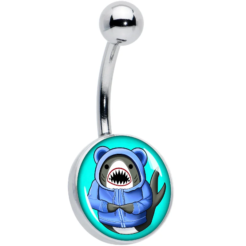Comfortable Belly Rings for Sensitive Skin -Shark in a Hoodie Belly Ring