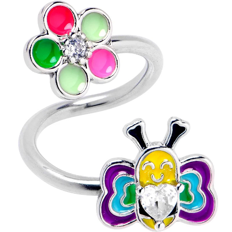 Women's Earrings – Elegant Designs for Every Personality--14 Gauge 3/8 Clear CZ Gem Butterfly Love Bug Spiral Twister Belly Ring Women's Earrings – Elegant Designs for Every Personality--14 Gauge 3/8 Clear CZ Gem Butterfly Love Bug Spiral Twister Belly Ring