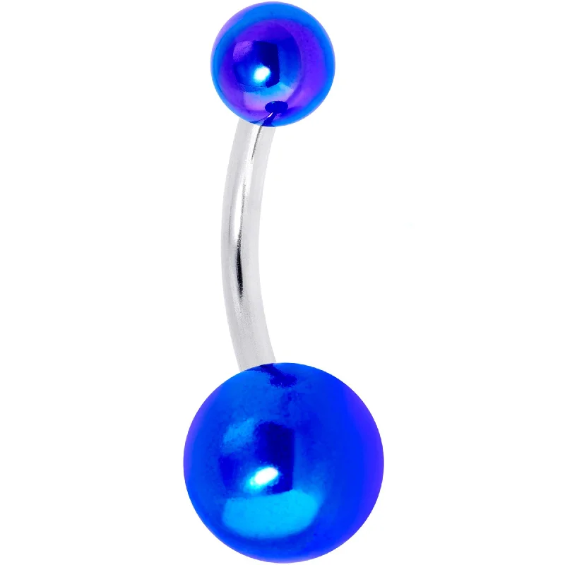 Comfortable Belly Rings for Elegant Comfort -Blue Pearlescent Acrylic Ball Belly Ring Comfortable Belly Rings for Elegant Comfort -Blue Pearlescent Acrylic Ball Belly Ring