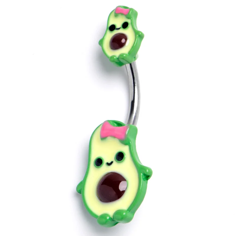 Designer Belly Rings for Elegant Style -Cutie Avocado Double Mount Belly Ring