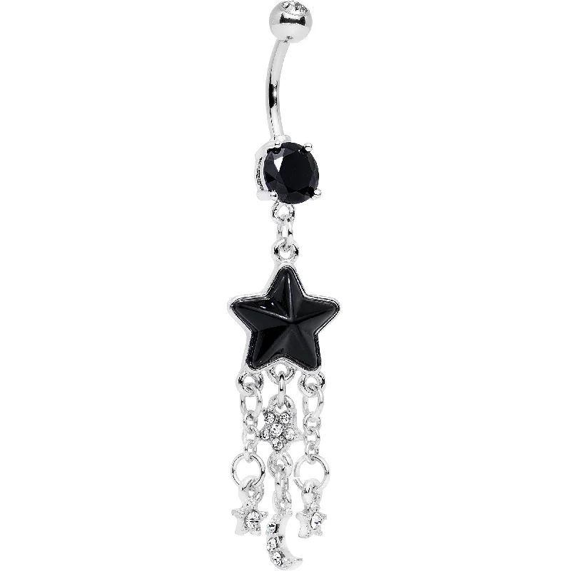 Stunning Belly Rings for Trendy Looks -Black Gem Shoot For the Stars Dangle Belly Ring Stunning Belly Rings for Trendy Looks -Black Gem Shoot For the Stars Dangle Belly Ring