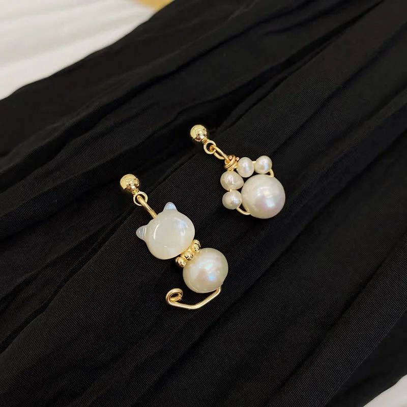 Women's Earrings – Elegant Designs for Every Personality--Buddha Stones Cute Cat Paw Pearl Wisdom Stud Drop Earrings Women's Earrings – Elegant Designs for Every Personality--Buddha Stones Cute Cat Paw Pearl Wisdom Stud Drop Earrings