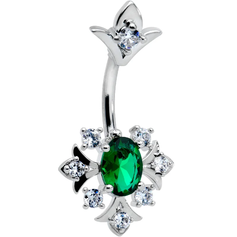 Beautiful Belly Rings for Every Occasion -Green Clear Gem Ornate Art Deco Double Mount Belly Ring Beautiful Belly Rings for Every Occasion -Green Clear Gem Ornate Art Deco Double Mount Belly Ring