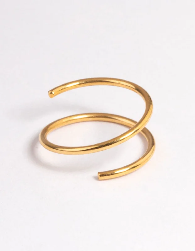 Nose Rings with Textured Surface -Gold Plated Surgical Steel Double Twist Nose Ring