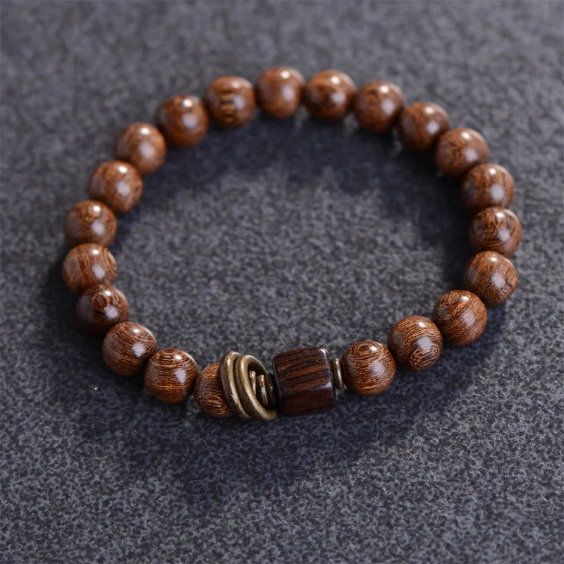 Silver Cuff Bangles for Women-Buddha Stones Phoebe Zhennan Wood Spirituality Bracelet