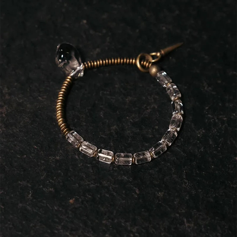 Men's Bracelets with Stone Accents-Buddha Stones Copper White Crystal Luck Bracelet