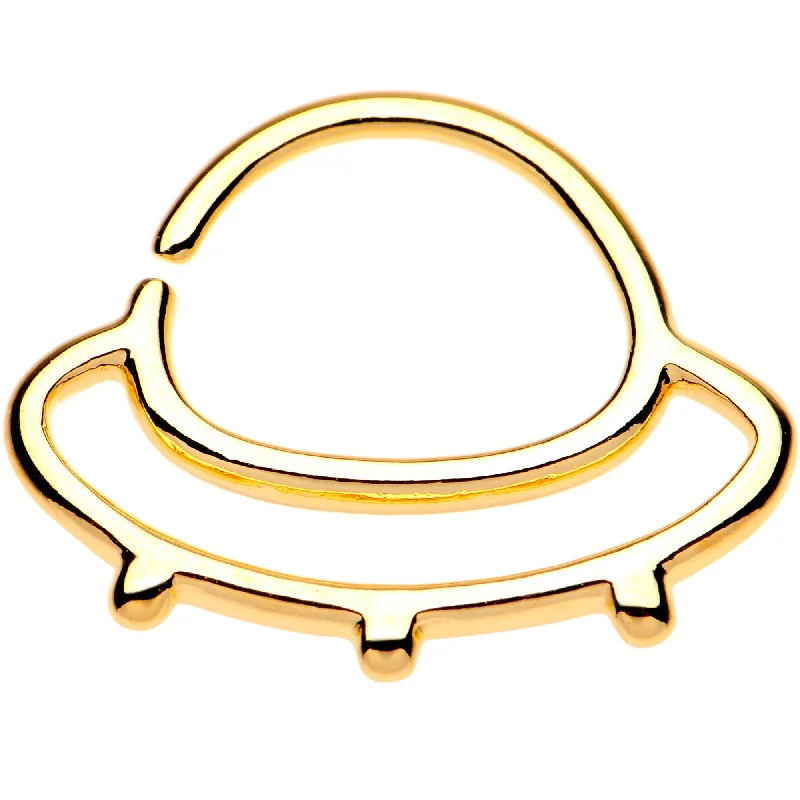 Designer Nose Rings for Bold Fashion Choices -16 Gauge 3/8 Gold Tone Outer Space UFO Septum Ring Designer Nose Rings for Bold Fashion Choices -16 Gauge 3/8 Gold Tone Outer Space UFO Septum Ring