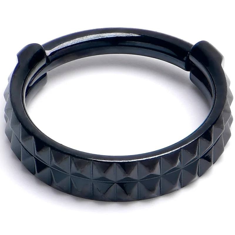 Trendy Nose Rings for Edgy Fashion -16 Gauge 5/16 BlackPVD Pyramid Cut Double Hoop 316L Surgical Steel Hinged Segment Ring Trendy Nose Rings for Edgy Fashion -16 Gauge 5/16 BlackPVD Pyramid Cut Double Hoop 316L Surgical Steel Hinged Segment Ring