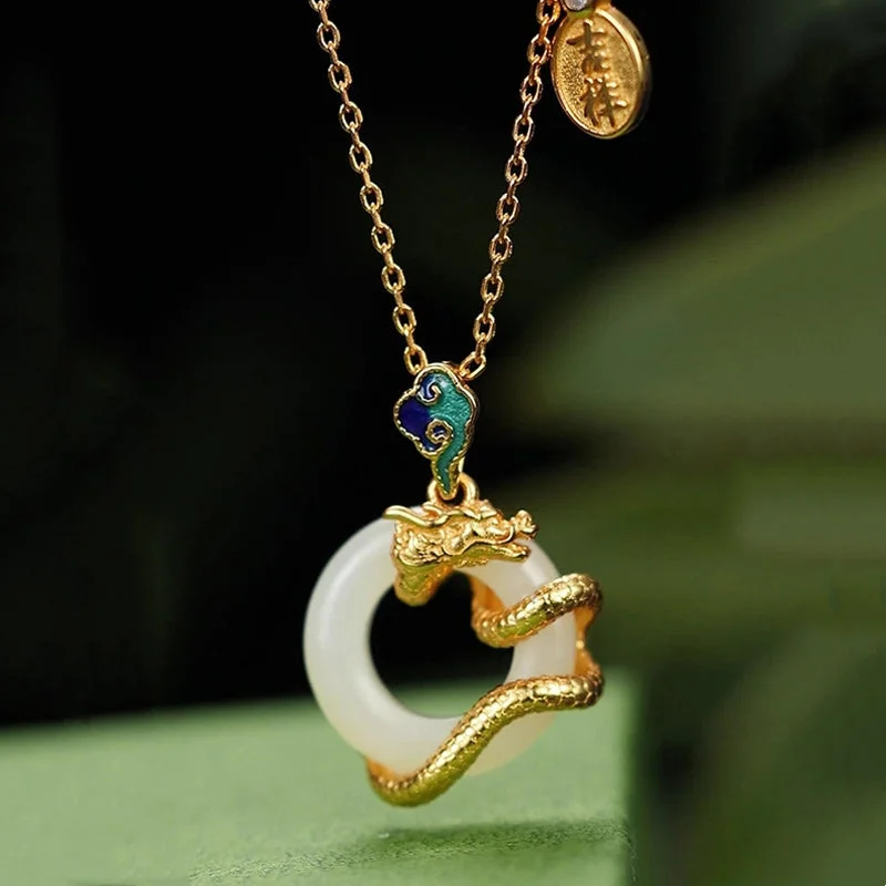 Shop Classic Women's Necklaces & Pendants with a Modern Twist-Buddha Stones Year Of The Dragon 925 Sterling Silver Hetian White Jade Peace Buckle Auspicious Clouds Success Necklace Pendant Shop Classic Women's Necklaces & Pendants with a Modern Twist-Buddha Stones Year Of The Dragon 925 Sterling Silver Hetian White Jade Peace Buckle Auspicious Clouds Success Necklace Pendant