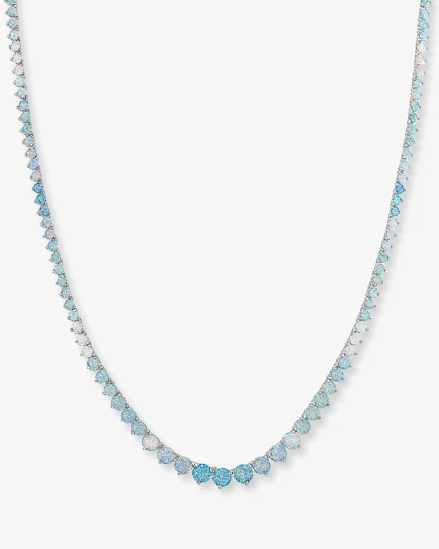 Shop Classic Women's Necklaces & Pendants with a Modern Twist-Not Your Basic Graduated Ombré Tennis Necklace 16" - Silver|Blue Opal Ombré Shop Classic Women's Necklaces & Pendants with a Modern Twist-Not Your Basic Graduated Ombré Tennis Necklace 16" - Silver|Blue Opal Ombré