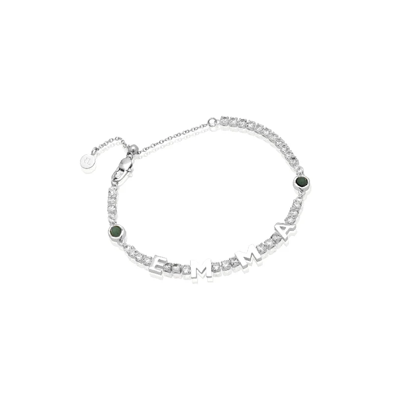 Unique Bangles for Women-Custom Name Tennis Bracelet (Silver)