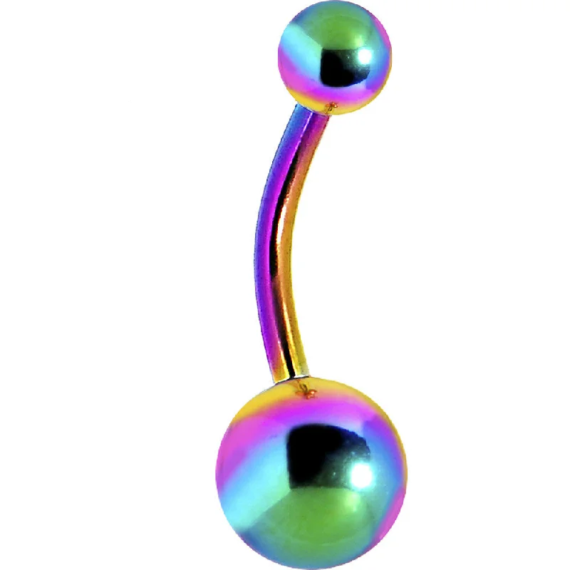 Comfortable Belly Rings for Daily Wear -Rainbow Anodized Titanium Belly Ring